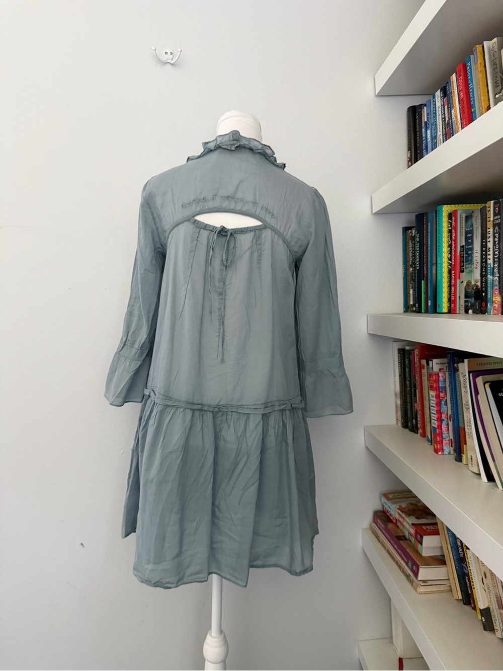Cop.Copine Pale Blue Ruffle Button-Front Mini Dress s/m - Picture 6 of 16